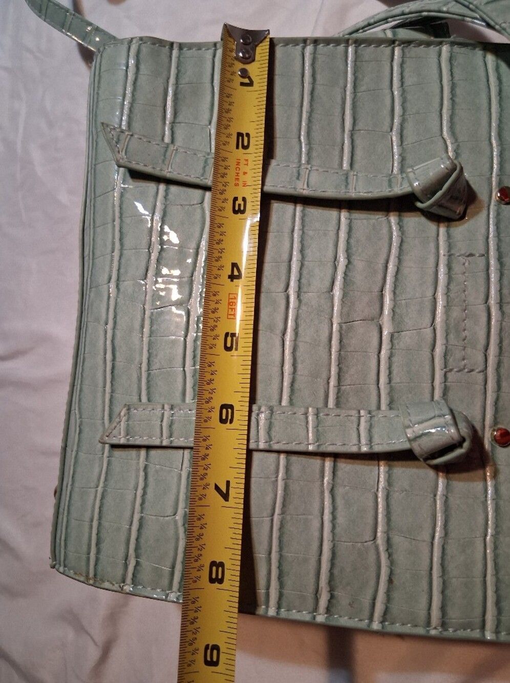 Cato Sage Green Croc Embossed Mini Satchel Crossbody Bag Top Handle Purse - Picture 9 of 12